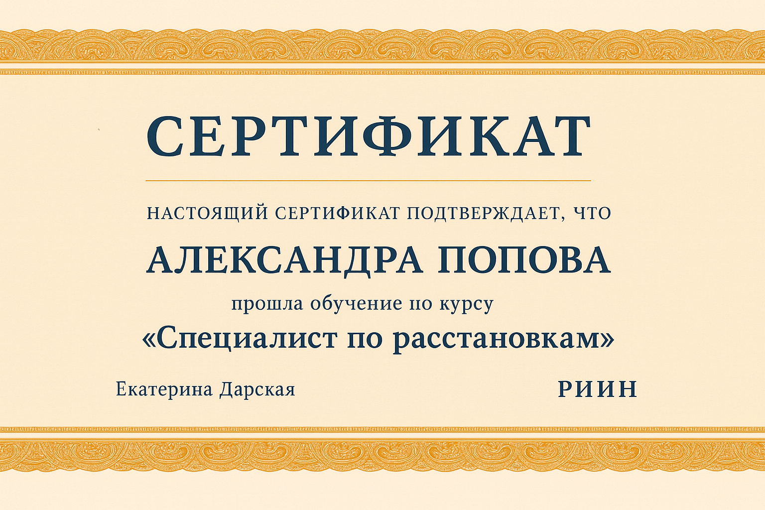 Сертификат на стену